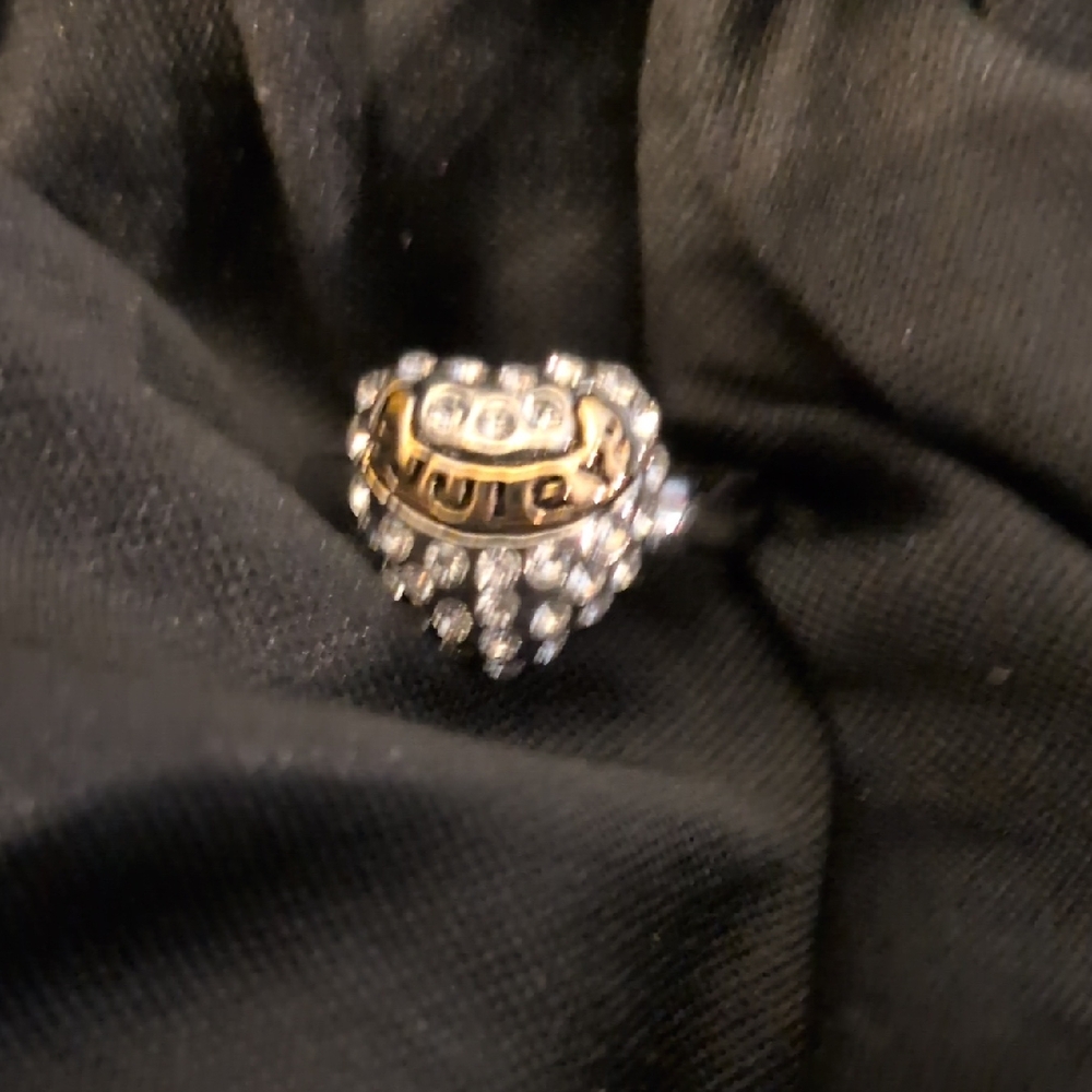 Vintage Juicy Couture Ring Silver/Gold With Rhinestones. About A Size 7 Stamped